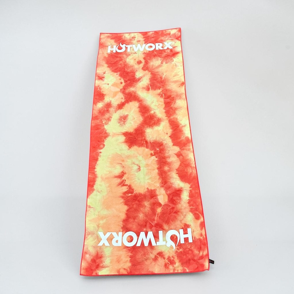 Hotworx Yoga Mat Towel Tie Dye Orange Red Non-Slip Grip Fitness 28.5x78 Unisex